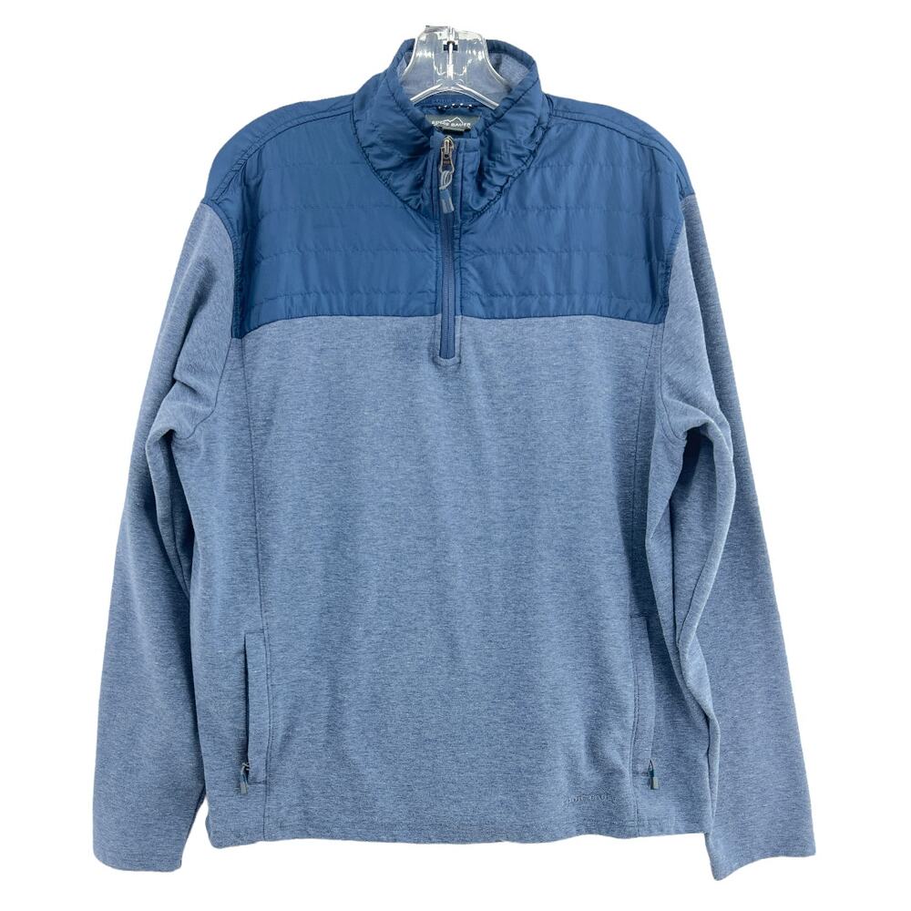 Eddie Bauer XL Men's Blue 1/4 Zip Mock Neck Pullover Sweater Fleece Knit